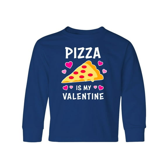 Inktastic Pizza is My Valentine with Hearts Long Sleeve Youth T-Shirt
