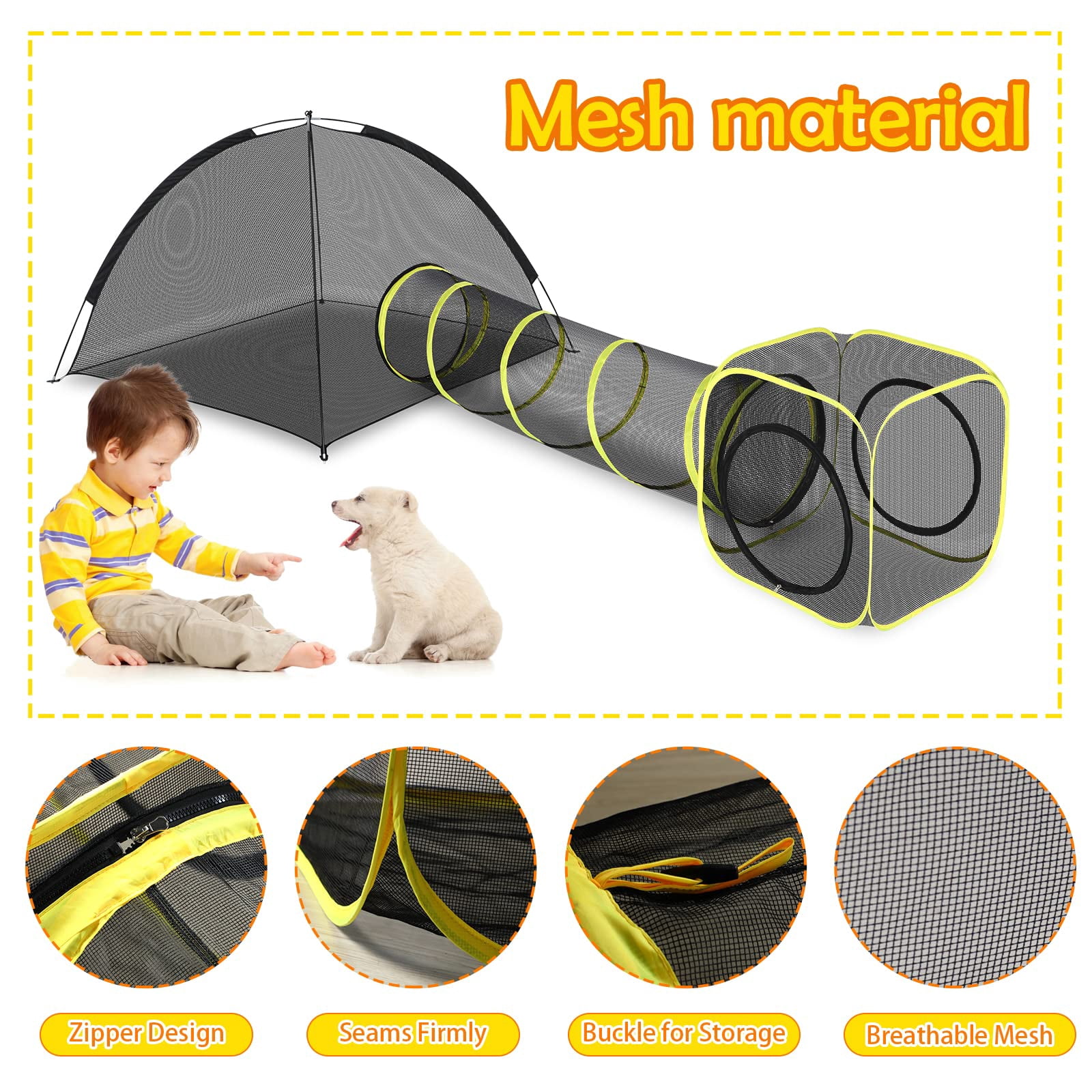 Outdoor Cat Enclosures For Indoor  Portable Mesh Tent Pet Tunnel Playhouse With Adjustable Harness And Leash Walking Colorful Tease Ball Small Animals