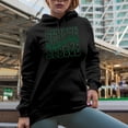 thumbnail image 2 of Reduce, Caring for the Environment Themed, Groovy Retro Wavy Text Merch Gift, Black Hooded Sweatshirt or Hoodie, Small, 2 of 5