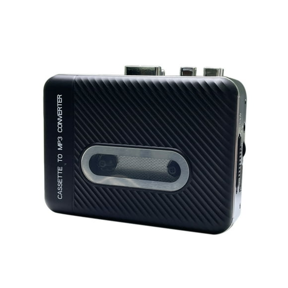 yeacher Black ABS Cassette to MP3 Converter with USB Flash Support, Stereo Audio, 2-Hour Battery Life, Includes Charging Cable and Earphone