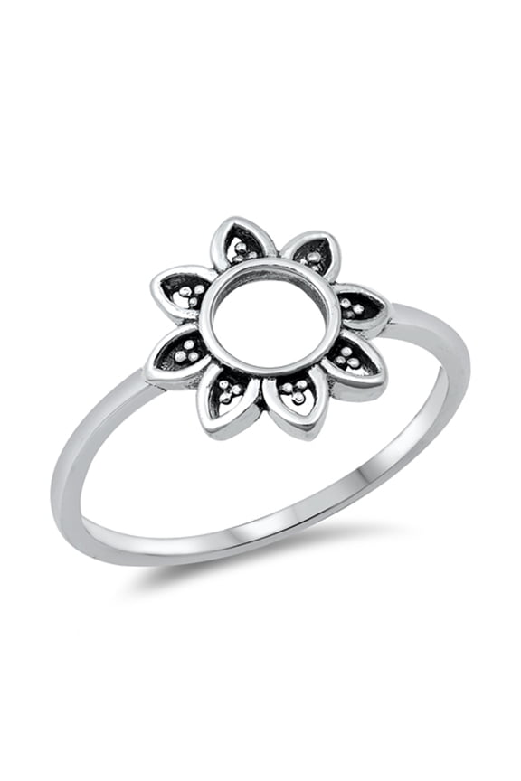 Cute Open Circle Flower Ring .925 Sterling Silver Band Jewelry Female Male Unisex Size 4