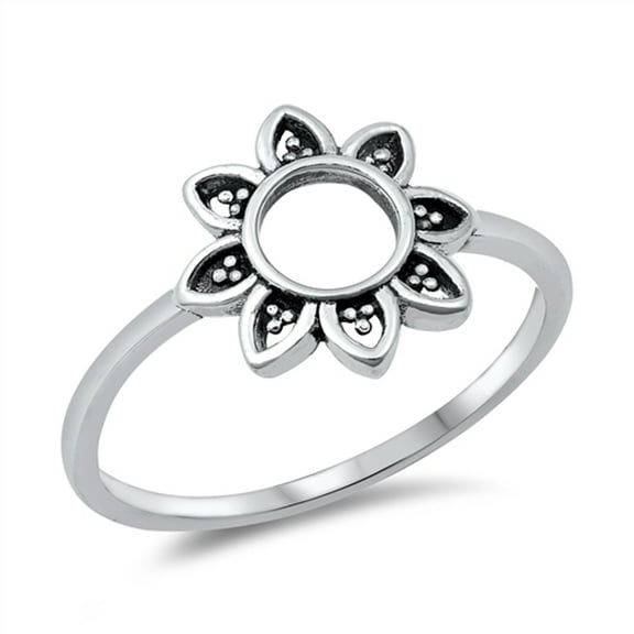 Cute Open Circle Flower Ring .925 Sterling Silver Band Jewelry Female Male Unisex Size 8