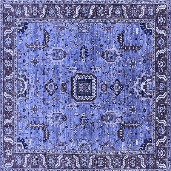 Ahgly Company Indoor Square Oriental Blue Industrial Area Rugs, 3' Square