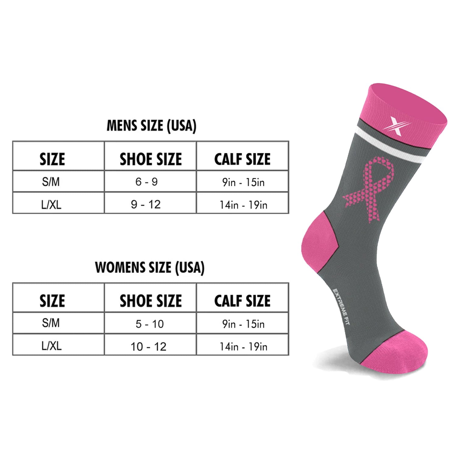 Cancer Awareness Compression Socks - Crew Socks for Running - 6 Pair