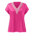 thumbnail image 4 of Sngxgn Women Summer Casual Short Sleeve Tee Shirt Tops Crew Neck Tshirts T Shirt(Hot Pink,M), 4 of 5
