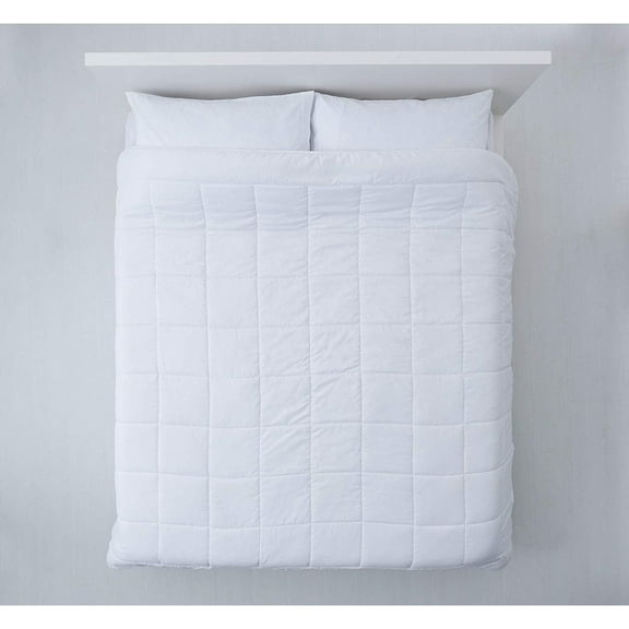 All Season Polyester Hotel Blanket – Fluffy Full Size Blankets, Baffled, Machine Washable, White