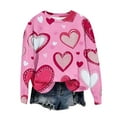 thumbnail image 4 of Women's Valentines Day Fleece Lined Sweatshirt Long Sleeve Heart Graphic Print Crewneck Pullover Top for Party Pink 5XL, 4 of 5