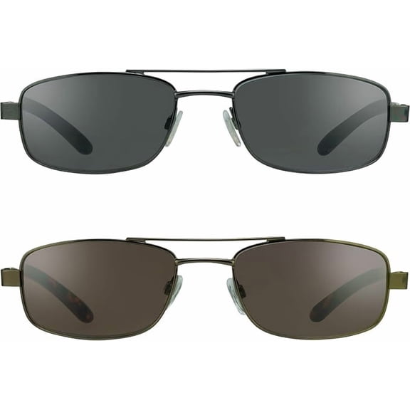 proSPORT Tinted Full Lens Reading Sunglasses for Men & Women, Pilot Square Aviator Sun Readers, UV400, Spring Hinges