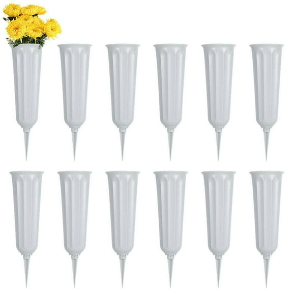 12PCS Cemetery Vases with Spikes,Plastic Vintage Grave Vase,Cemetery Flower Vase Gravestone Flower Holder,Grave Decorations for Cemetery
