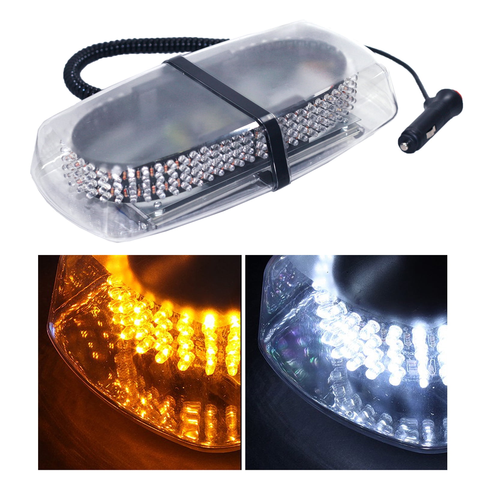 Amber & White Light Bar Emergency Hazard Warning Roof Top Strobe Light