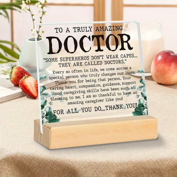 Square Acrylic Ornament With A Wooden Base A Gift For Doctors A Thank You Gift A Birthday Gift For Retirement Suitable For Desk Decoration Plaques And Ornaments