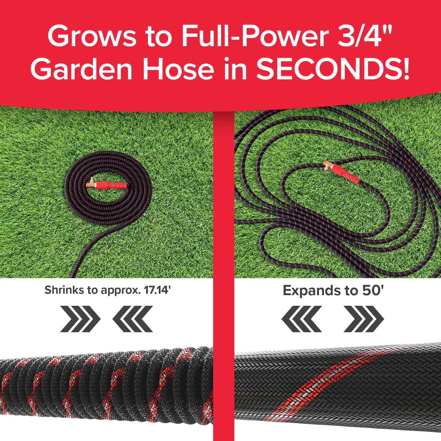Pocket Hose Ballistic 50 FT Expanding Garden Hose, Anti-Burst, Bulletproof Polymer Fiber Reinforced