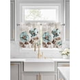 thumbnail image 2 of Half Window Curtains 24 Inches Long, Tulip Flower Window Treatment Curtain Drapes, Teal Brown Vintage Floral Plant Botanical Short Curtains Tiers for Kitchen Over Sink, 27.5"x24", 2 Panels, 2 of 7