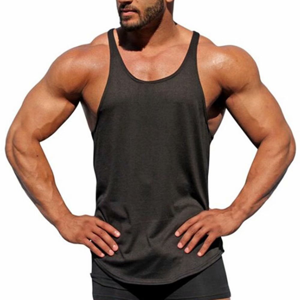Mens Vest Tank Tops Sleeveless Cotton Gym Vest Bodybuilding Muscle Y Back Stringer Racerback Vest T Shirt Undershirt 