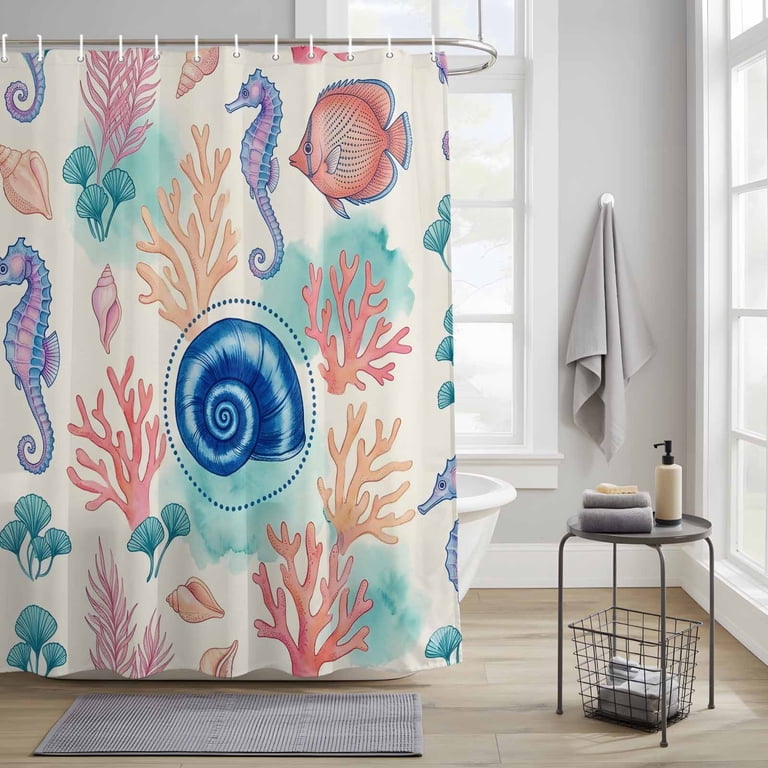 fish shower curtains bath accessory sets Underwater World Curtain, Ocean Tropical Fish Shower Curtains, Waterproof Transparent EVA Bathroom Decor Set with Hooks, Cute Shower for Kid : Home & Kitchen resistant fabric eliminates the need for a separate liner Boanket Polyester Fabric Ocean Fish