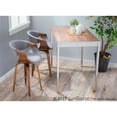 thumbnail image 3 of Curvini 24" Mid-Century Modern Fixed Height Counter Stool With Swivel In Walnut Wood And Light Grey Fabric - Set Of 2, 3 of 13