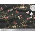 thumbnail image 2 of Soimoi Black Cotton Duck Fabric Floral & Franklin Gull Bird Print Sewing Fabric Yard 42 Inch Wide, 2 of 3