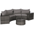 thumbnail image 3 of 7-Piece Outdoor Patio Furniture Half-Moon Sectional Round Patio Furniture Set Sofa with Tempered Glass Round Coffee Table (Dark Grey), 3 of 9