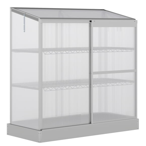 Outsunny 2 Tier Aluminum Cold Frame Greenhouse with Openable Top