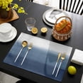 thumbnail image 3 of Navy Blue Ombre Placemats Set of 4, Modern Abstract Art Texture Placemats for Dining Table, Place Mats for Kitchen Tabletop, Waterproof Wipeable Dining Table Mats Set, 3 of 9