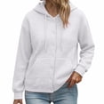 thumbnail image 2 of Tusihei Women Fall Winter Hooded Fleece Shacket Button Down Casual Cardigan Pullover Solid Warm Loose Coat Jacket for Women Outdoor Lounge, White S, 2 of 6