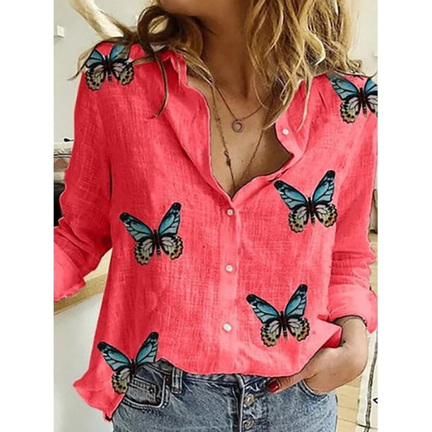 Camisas elegantes de lino y algodón para mujer, blusas informales con botones sólidos y solapa, blusas sueltas de manga larga para primavera y verano, Blusas tipo túnica Tan Jianjun unisex