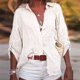 thumbnail image 2 of Moda mujer Casual sólido cuello vuelto cárdigan manga larga suelta camiseta otoño blusa botón Tops Pompotops  FGAJ20872, 2 of 8