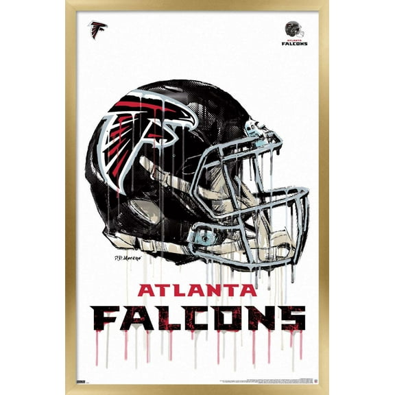 NFL Atlanta Falcons - Drip Helmet 20 Wall Poster, 14.725" x 22.375", Framed