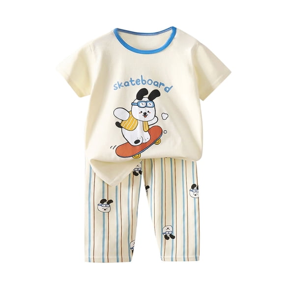 Odeerbi 1-8 Años Niños Conjunto de Verano Pijama de Dos Piezas