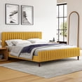 thumbnail image 3 of Omax Decor Spencer Wood/Fabric Upholstered King Platform Bed in Mustard, 3 of 4