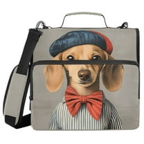 FORMRS Zipper Binder with Shoulder Strap 1.5-inch Ring 500 Sheet Capacity File Bag, Yellow Dog Artist