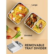 Stainless Steel Inner Pot with Lid for 5.5 Cups Cordless Electric Lunch Box, with Removable Tray Divider, Dishwasher Safe, Ideal for Multi-Meal Heating