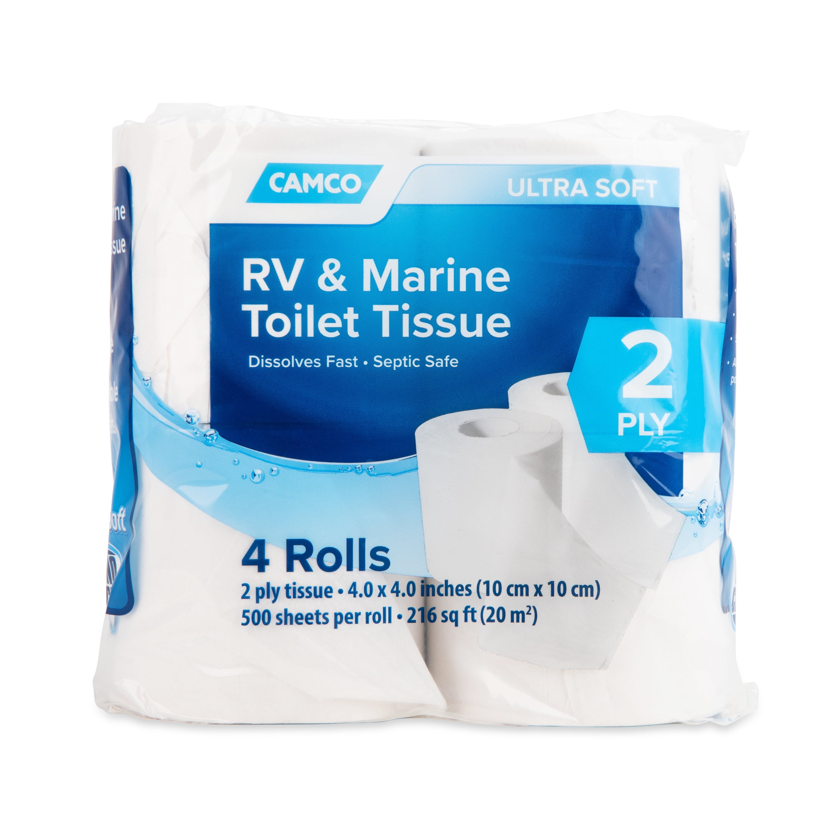 Camco Marine & RV Toilet Paper, 2-Ply, 16-Rolls (500 Sheets Per Roll) (40282)