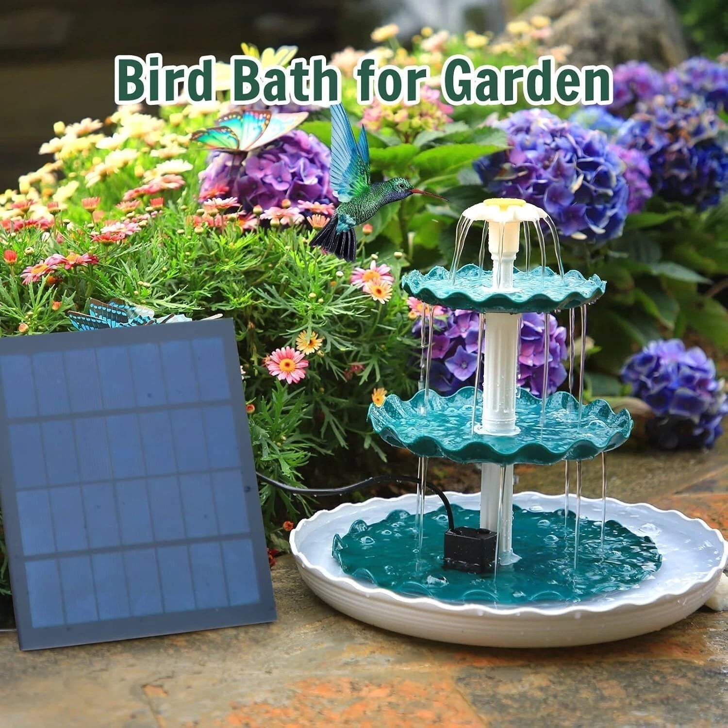 3-Tier Solar Bird Bath Fountain with 3.5W Solar Powered Fountain For Outdoor New