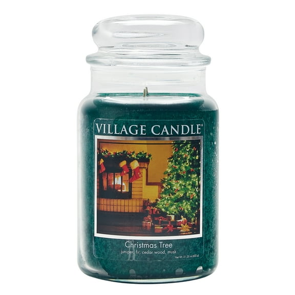 Village Candle Christmas Tree Scented Candle, Large 21.25 oz Apothecary Jar