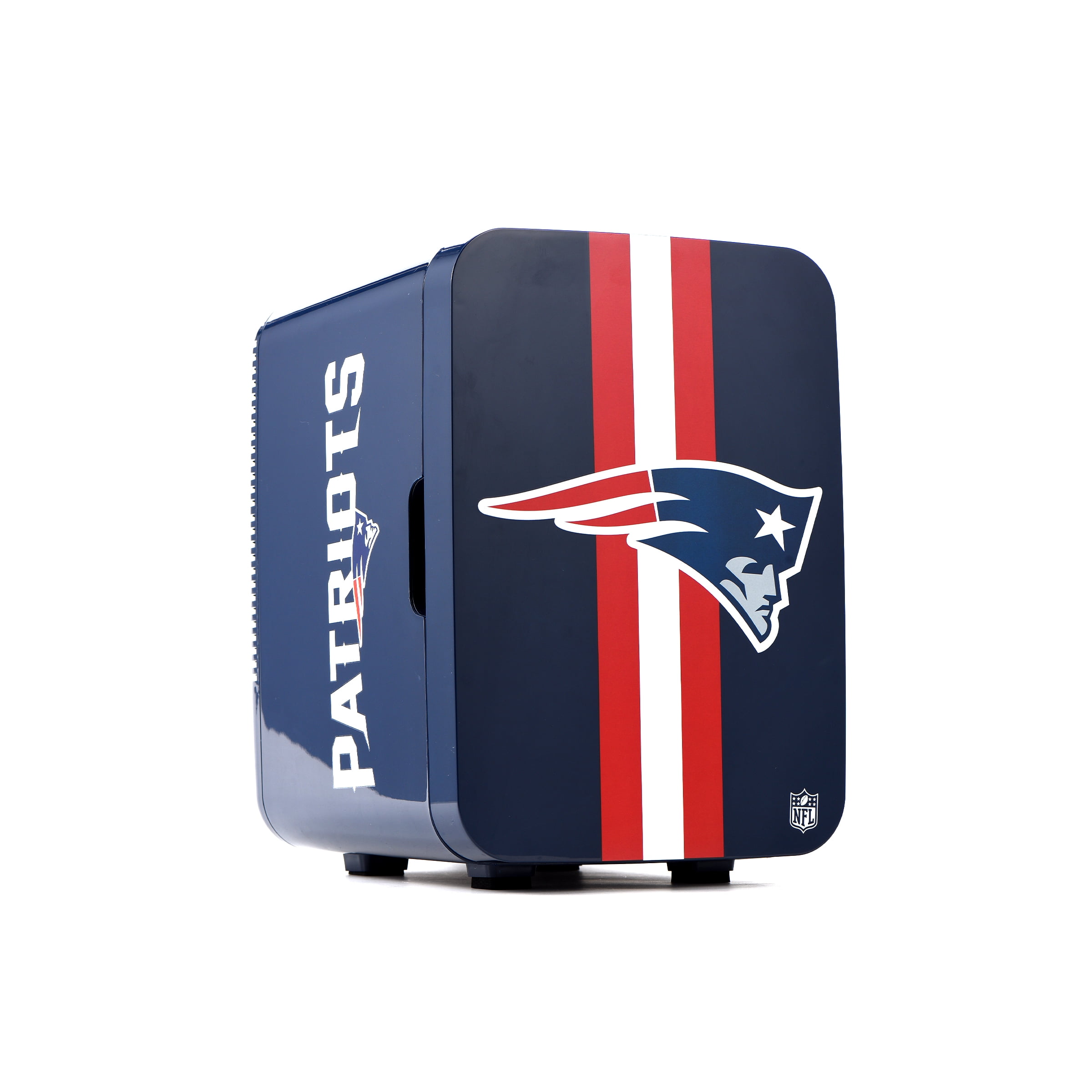Ukonic NFL New England Patriots 15-Can Mini Fridge 10L – AC/DC Powered, Official Team Colors & Logo, Portable Cooler for Tailgates, Home, Office, or Car