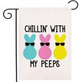 thumbnail image 1 of Easter Peeps Garden Flag Double Sided Easter Bunny Rabbit, Chillin'' with My Peeps Spring Summer Rustic Farmhouse Yard Outdoor Decoration 12.5 x 18 Inch, 1 of 6