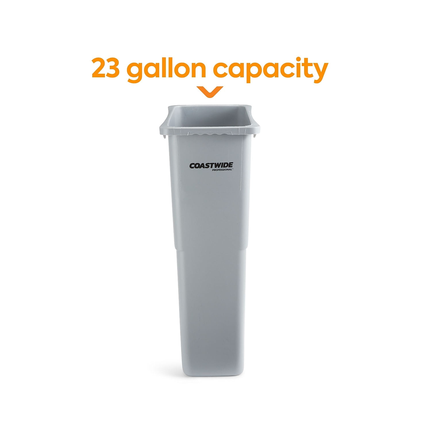 Staples Coastwide Professional Slim Plastic Trash Can with no Lid Gray 23 Gal. (CW50717)