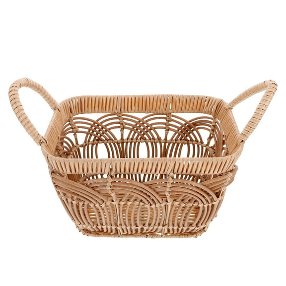 Handwoven Bamboo Storage Basket with Handle for Home Vintage Style Brown 12.5 x 8.5 x 10 inches