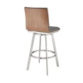 thumbnail image 4 of Nikole 26" Counter Height Swivel Bar Stool in Brushed Stainless Steel Finish and Gray Faux Leather, 4 of 5
