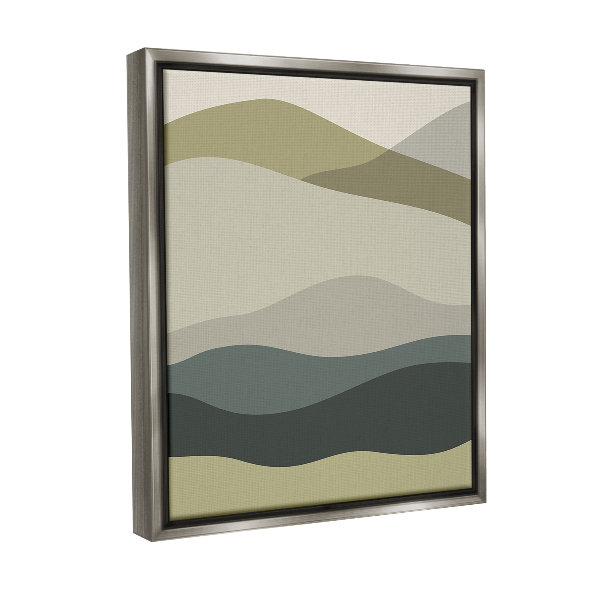Stupell Industries Modern Countryside Hills Landscape Painting Gray Floater Framed Canvas Art Print Wall Art, 17 x 21