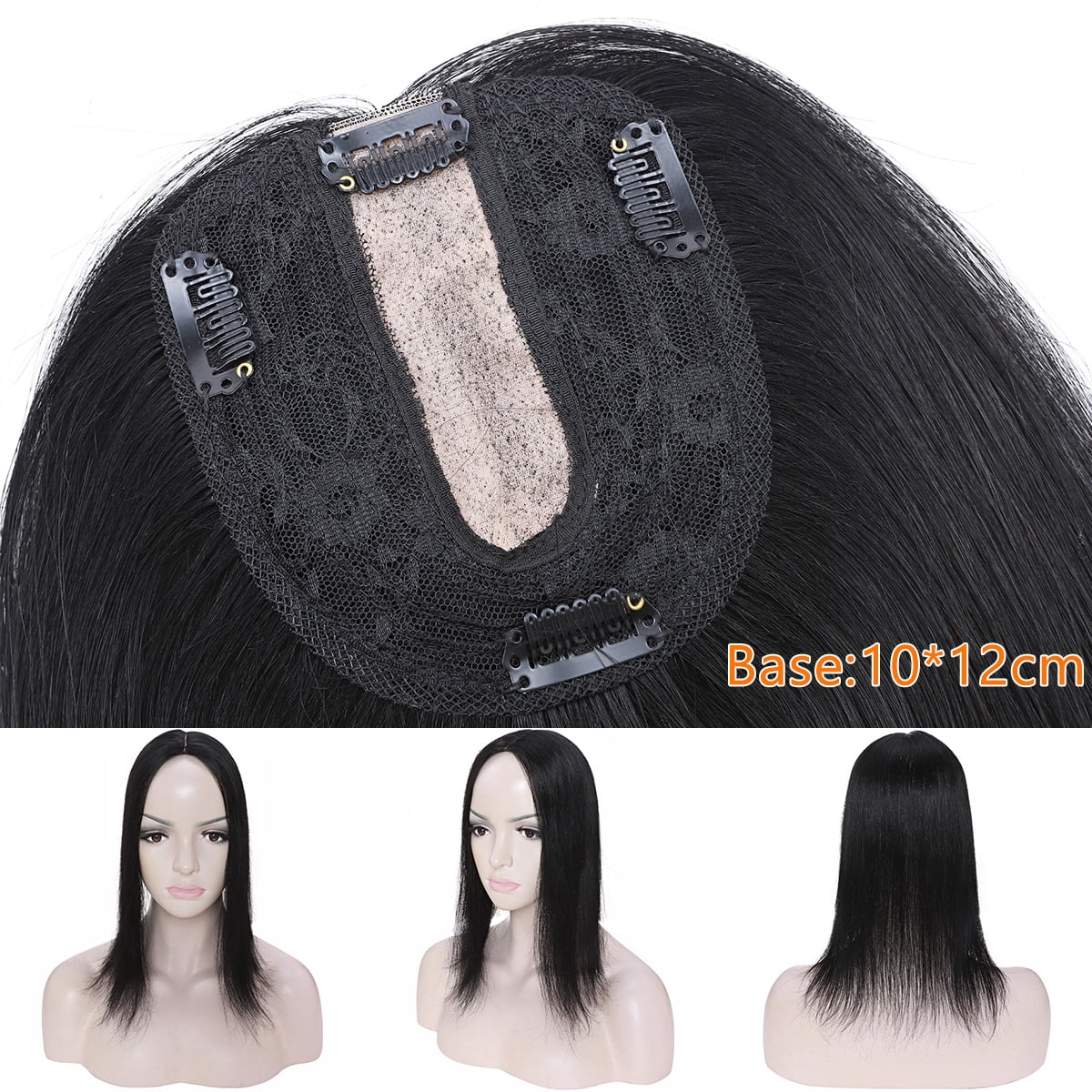 SEGO Clip in Hair Extensions Human Hair Toppers 100% Real Human Hair Topper for Thinning/Loss Hair Natural Black Hair Pieces