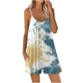 thumbnail image 2 of Usmixi Jumpsuits for Women Dressy Casual Loose Wide Leg Spaghetti Strap Short Jumpsuits Overalls with Pocket Summer V-Neck Sleeveless Tie-Dye Print Mini Formal Rompers Yellow s, 2 of 5
