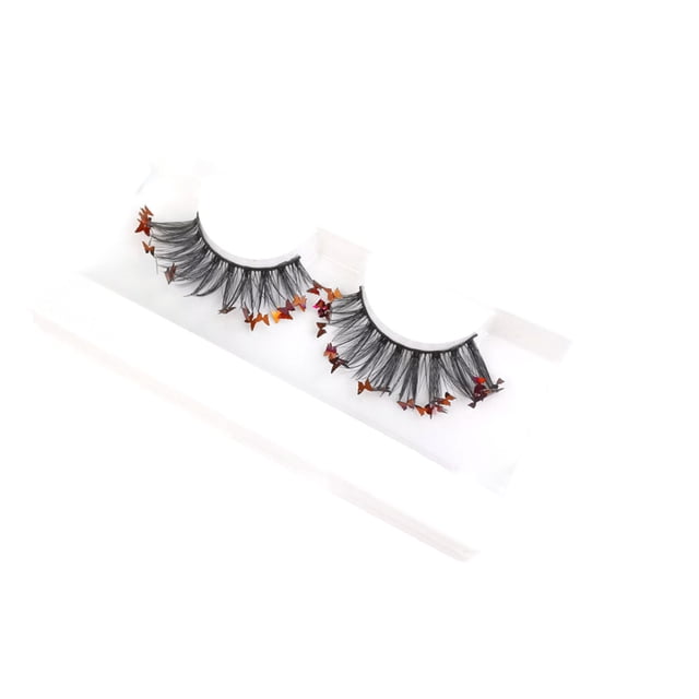 Wmkox8yii par de pestañas postizas de lentejuelas de mariposa, taladro de pasta de estrella con purpurina de neón, pestañas tridimensionales de fibra química 3d Wmkox8yii FJKAFA846