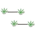 thumbnail image 5 of 2 Uds de Barra de Pezón con Hoja de Flor Hugo Joyería para El Cuerpo Acero Inoxidable Calibre 14, 5 of 5