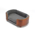thumbnail image 5 of Pefilos 26" Pet Sofa for Indoors Dogs, Cat and Dog Bed with Solid Wood Legs and Walnut Bent Wood Back, Cashmere Cushion, Gray, 5 of 9