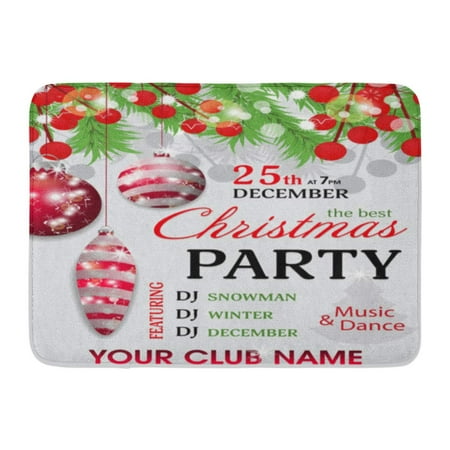 Christmas 2019 Meets Metal GODPOK Ball Green 2018 Christmas Party with Fir Branches and Holly Berry and Red Baubles Silver 2019 Best Rug Doormat Bath Mat 23.6x15.7 inch ()