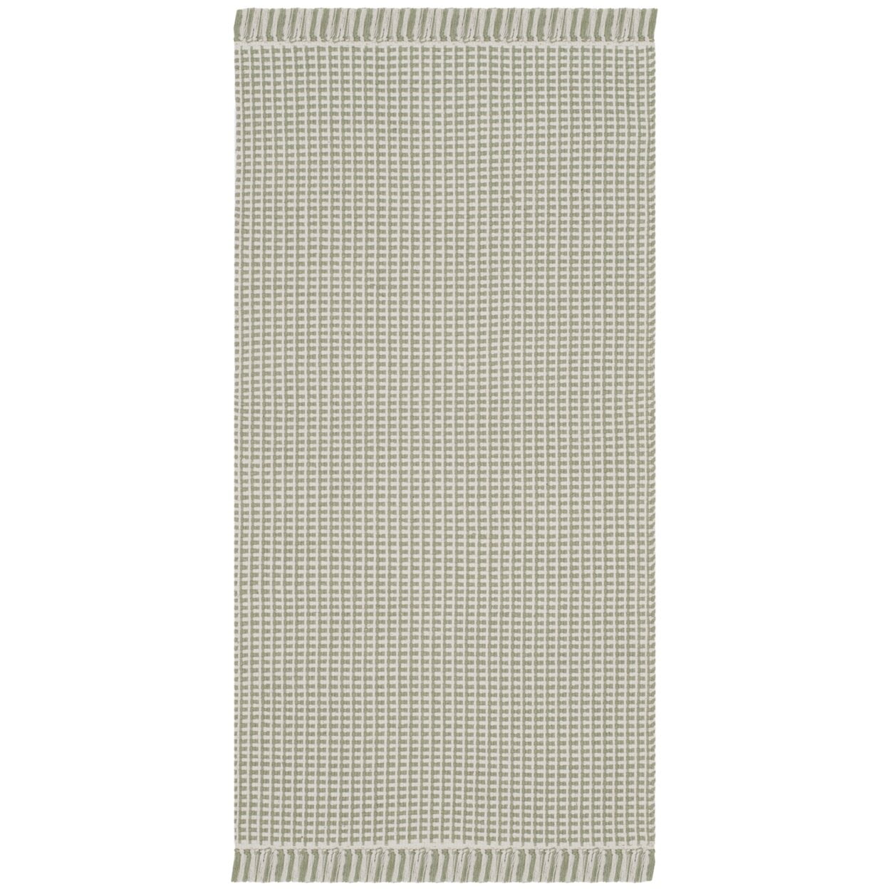SAFAVIEH Montauk Patton Geometric Cotton Area Rug, Ivory/Green, 4' x 6'
