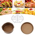 thumbnail image 2 of 8''3 in 1 Multifunctional Air Fryer Accessories Set Bread Shelf Cake Barrel Pizza Pan(Golden), 2 of 8