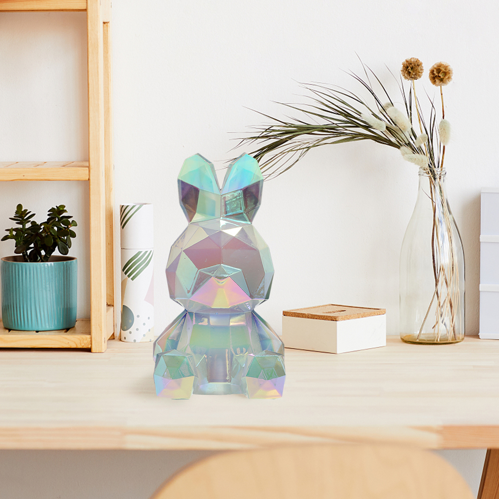 Asdomo Rabbit Statue,Clear Electroplate Shaped Dream Bunny